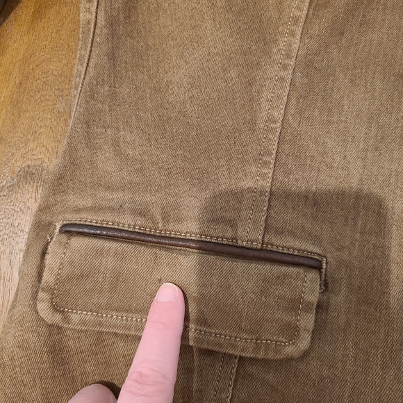 LRL Ralph Lauren Tan Button Down Military Style Sheep Leather Trim Jacket - Picture 6 of 14